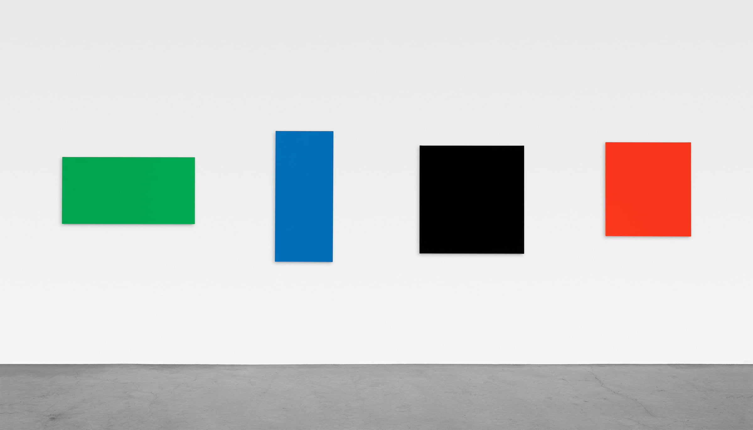 In this 2007 Ellsworth Kelly piece, four separate oil-painted canvases combine to form a single work, Green Blue Black Red.